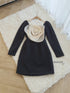 ORANGE JUICE White Rose Embellished Long Sleeves Mini Dress